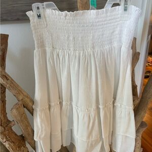 Joy Joy White Smocked Strapless Top